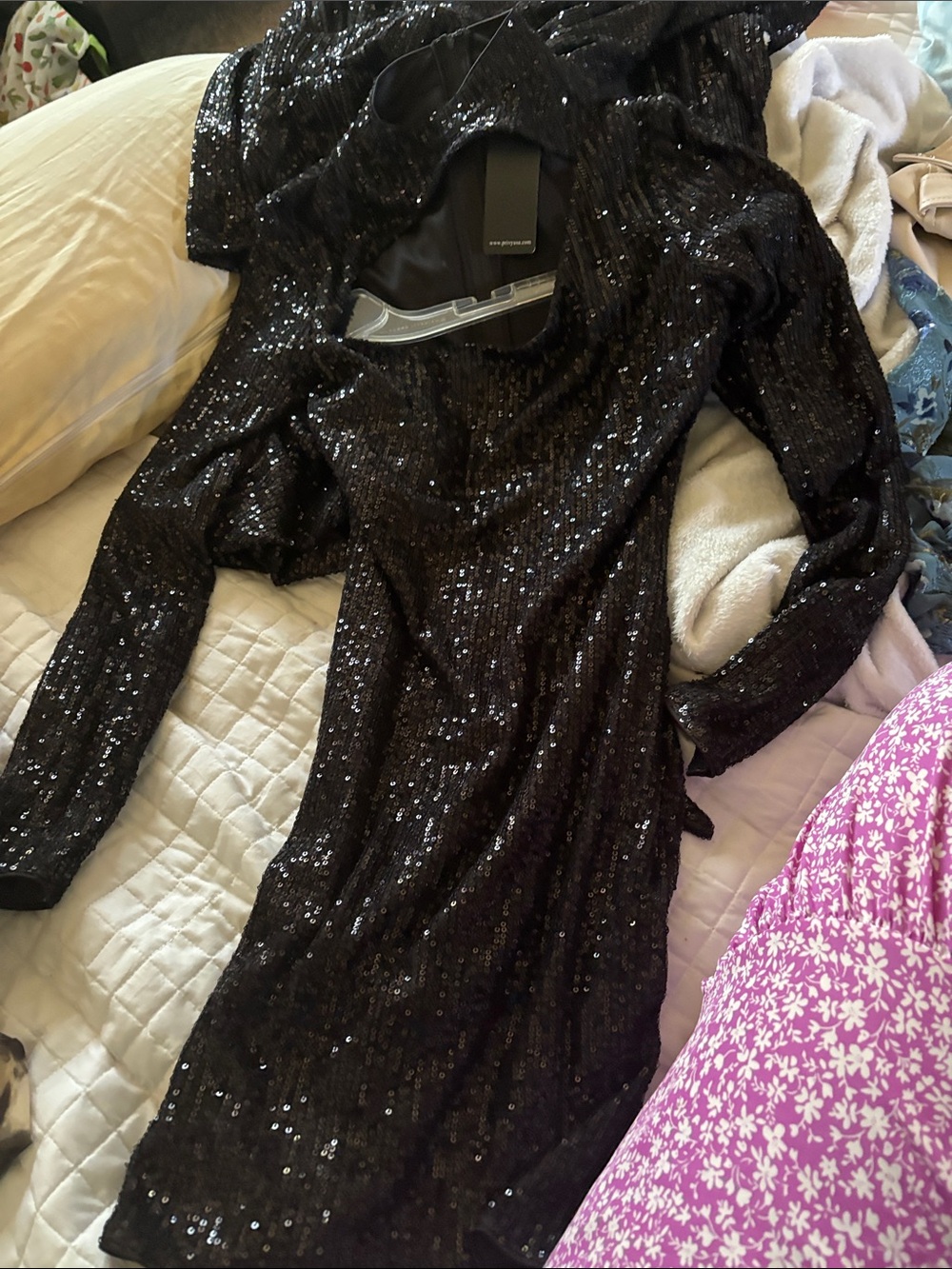 Black Sequin Long-Sleeve Women’s Dress
